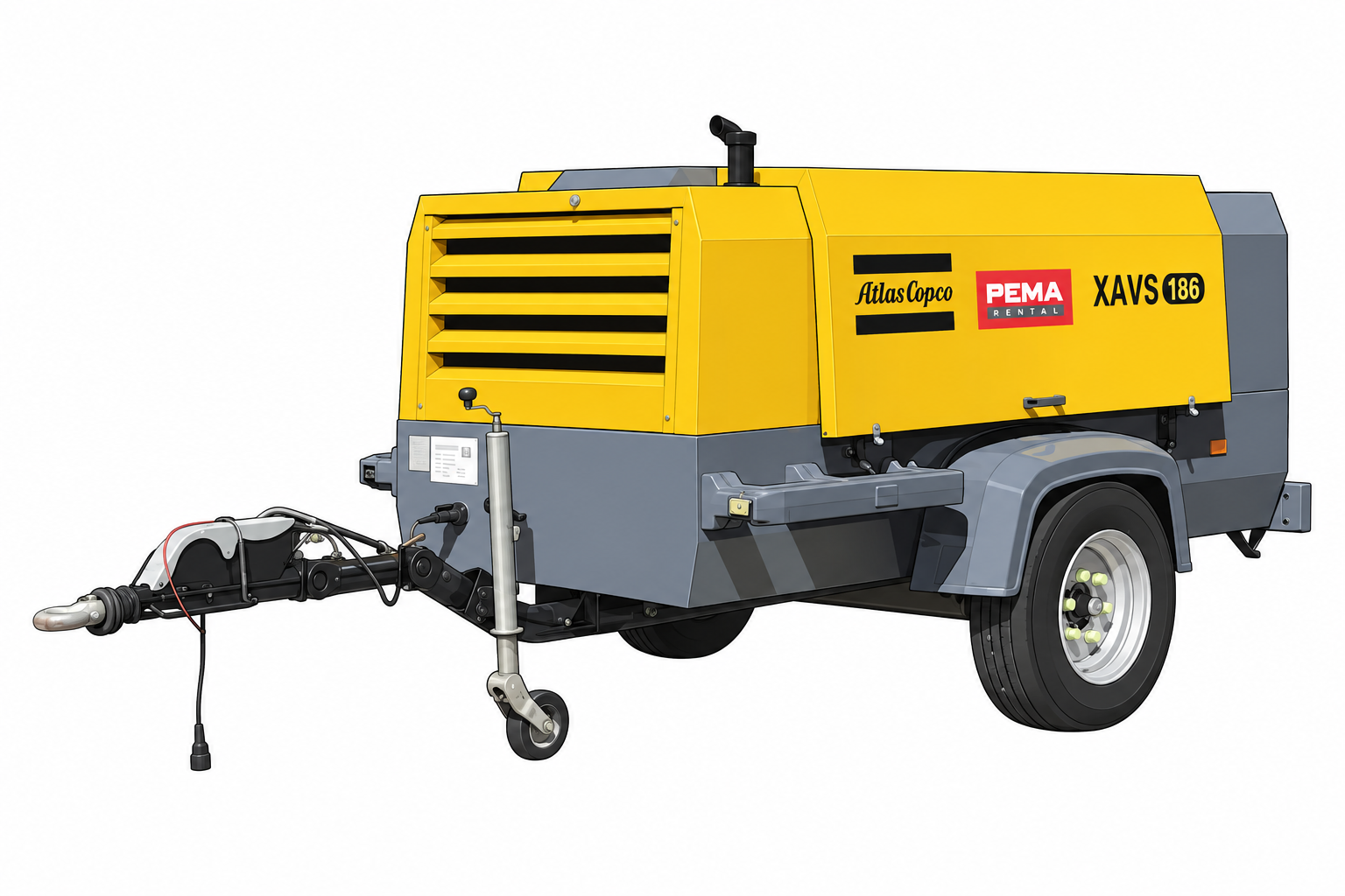 Atlas Copco XAVS 186 – typický model k pronájmu